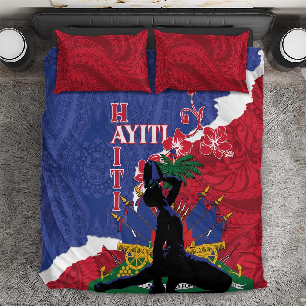 Haiti Le Marron Inconnu Bedding Set Dashiki Mix Polynesian Pattern