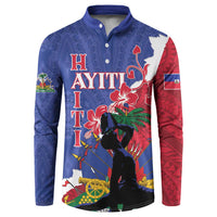 Personalised Haiti Le Marron Inconnu Button Sweatshirt Dashiki Mix Polynesian Pattern LT01 Blue - Polynesian Pride