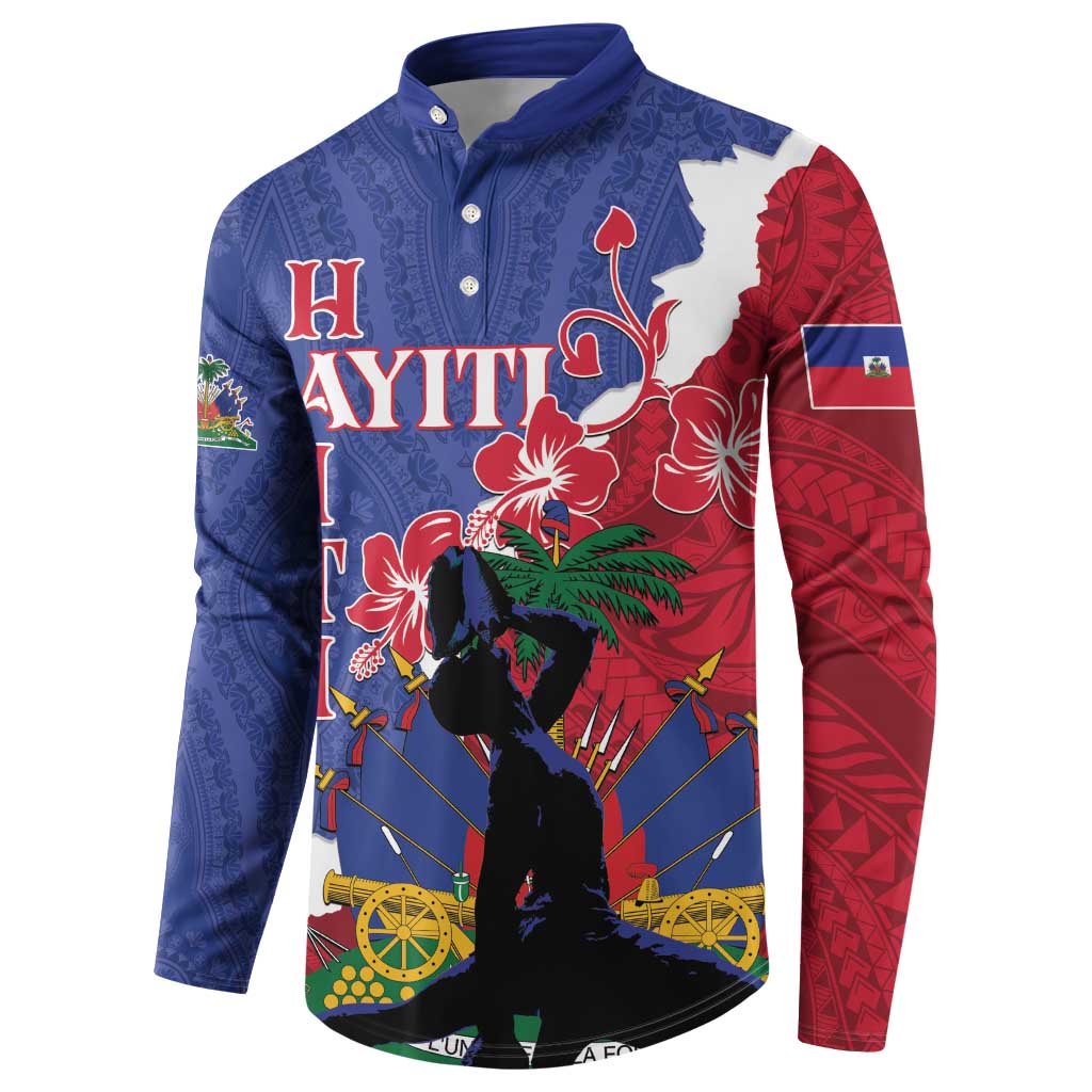 Personalised Haiti Le Marron Inconnu Button Sweatshirt Dashiki Mix Polynesian Pattern LT01 - Polynesian Pride