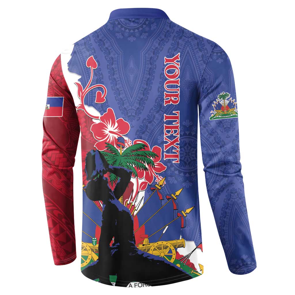 Personalised Haiti Le Marron Inconnu Button Sweatshirt Dashiki Mix Polynesian Pattern LT01 - Polynesian Pride