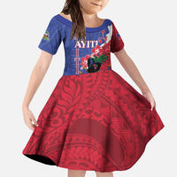Personalised Haiti Le Marron Inconnu Family Matching Mermaid Dress and Hawaiian Shirt Dashiki Mix Polynesian Pattern LT01 Daughter's Dress Blue - Polynesian Pride