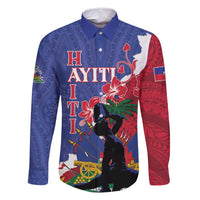Personalised Haiti Le Marron Inconnu Family Matching Mermaid Dress and Hawaiian Shirt Dashiki Mix Polynesian Pattern LT01 Dad's Shirt - Long Sleeve Blue - Polynesian Pride