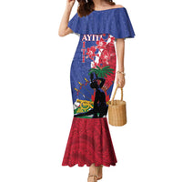 Personalised Haiti Le Marron Inconnu Family Matching Mermaid Dress and Hawaiian Shirt Dashiki Mix Polynesian Pattern LT01 Mom's Dress Blue - Polynesian Pride
