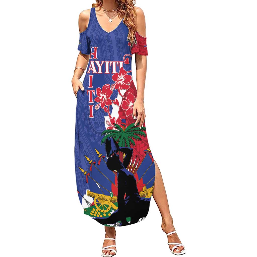 Personalised Haiti Le Marron Inconnu Family Matching Summer Maxi Dress and Hawaiian Shirt Dashiki Mix Polynesian Pattern