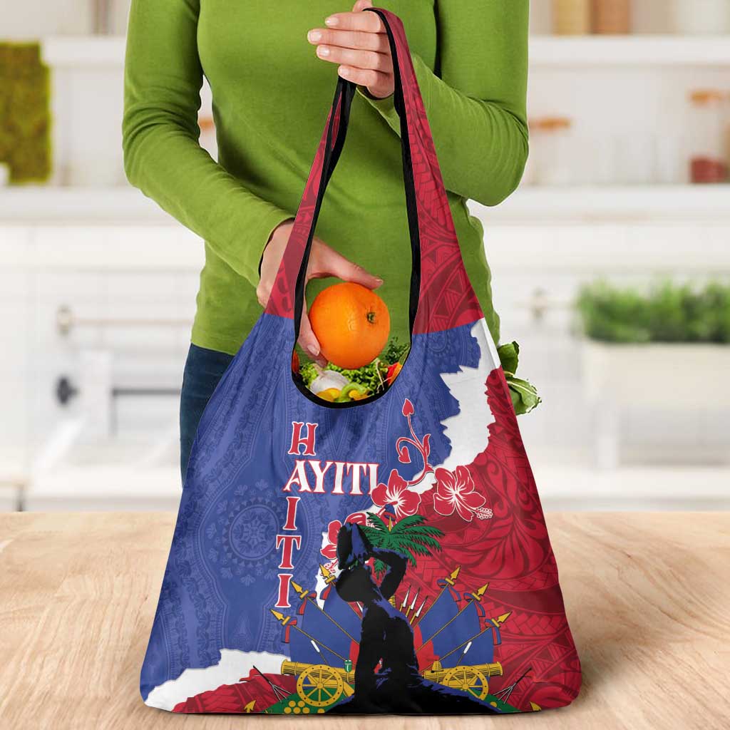 Haiti Le Marron Inconnu Grocery Bag Dashiki Mix Polynesian Pattern