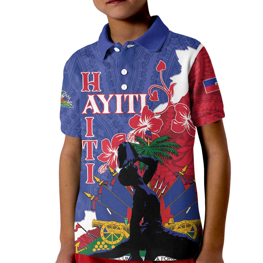Personalised Haiti Le Marron Inconnu Kid Polo Shirt Dashiki Mix Polynesian Pattern LT01 Kid Blue - Polynesian Pride