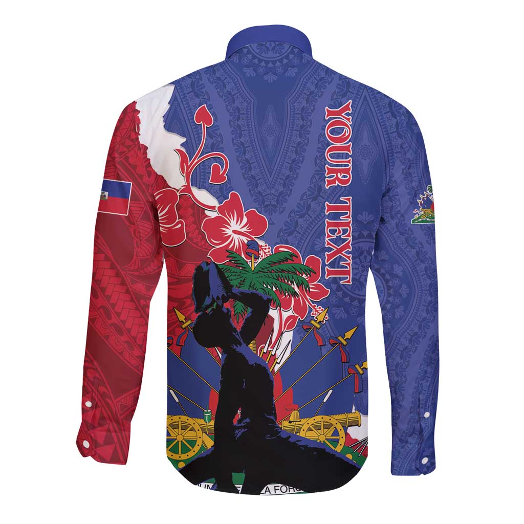 Personalised Haiti Le Marron Inconnu Long Sleeve Button Shirt Dashiki Mix Polynesian Pattern LT01 - Polynesian Pride