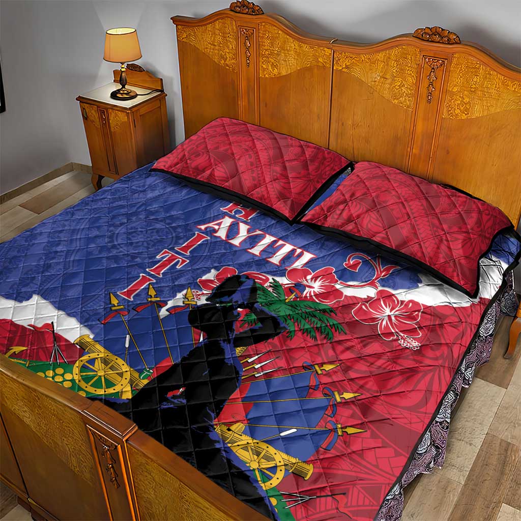 Haiti Le Marron Inconnu Quilt Bed Set Dashiki Mix Polynesian Pattern