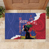 Haiti Le Marron Inconnu Rubber Doormat Dashiki Mix Polynesian Pattern LT01 Blue - Polynesian Pride