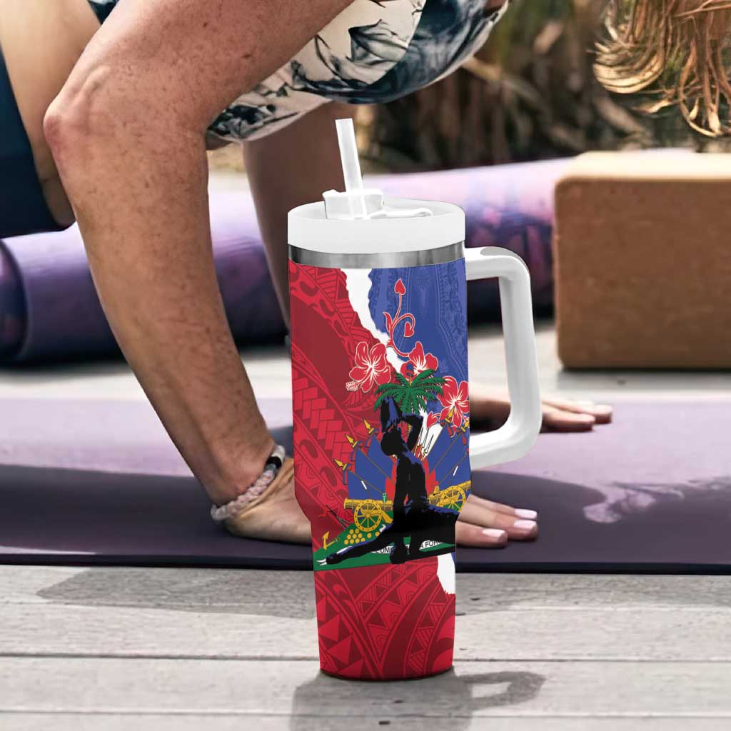 Personalised Haiti Le Marron Inconnu Tumbler With Handle Dashiki Mix Polynesian Pattern LT01 - Polynesian Pride