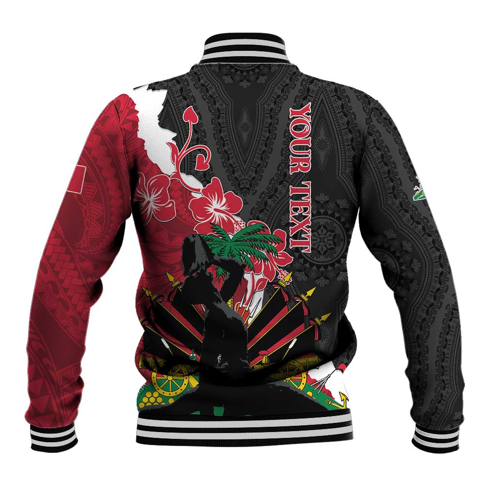 Personalised Ayiti Neg Marron Baseball Jacket Dashiki Mix Polynesian Pattern