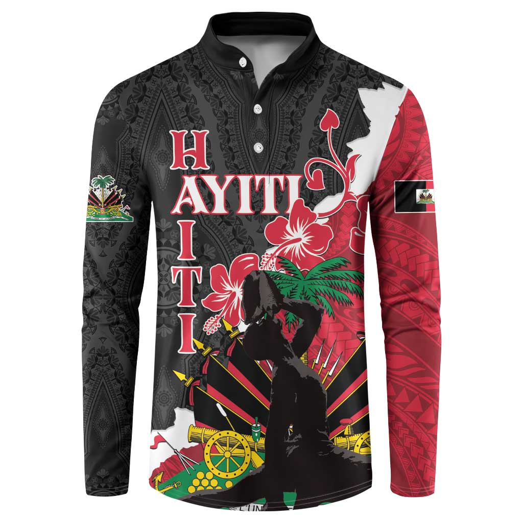 Personalised Ayiti Neg Marron Button Sweatshirt Dashiki Mix Polynesian Pattern