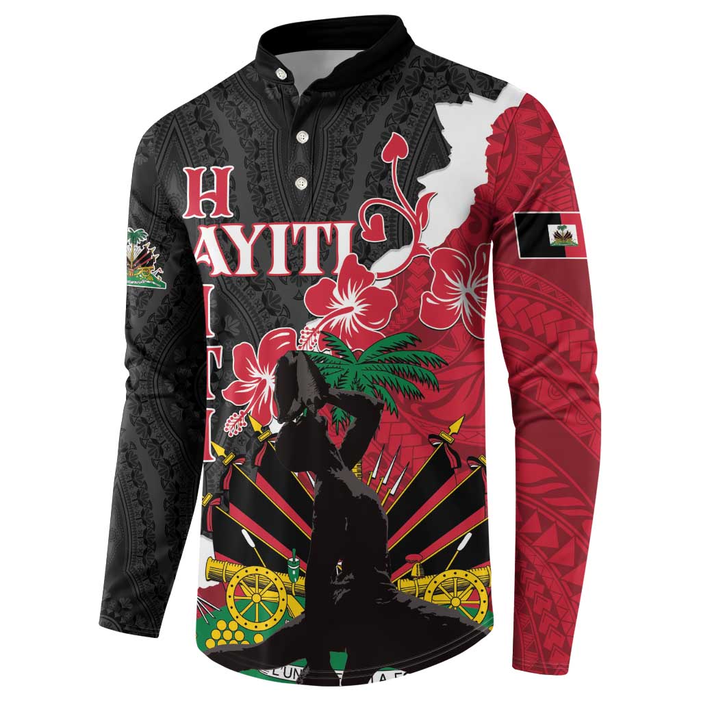 Personalised Ayiti Neg Marron Button Sweatshirt Dashiki Mix Polynesian Pattern