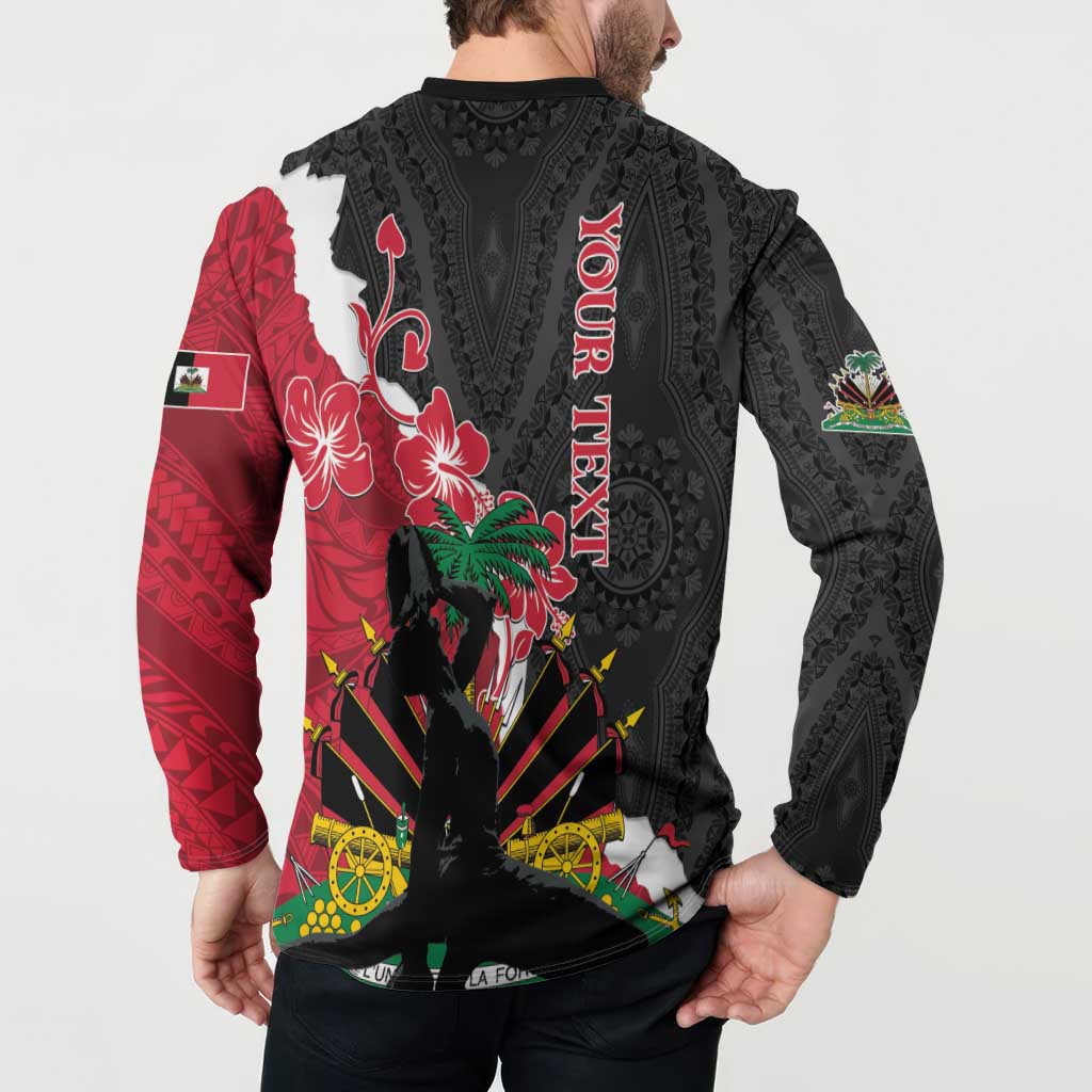 Personalised Ayiti Neg Marron Button Sweatshirt Dashiki Mix Polynesian Pattern
