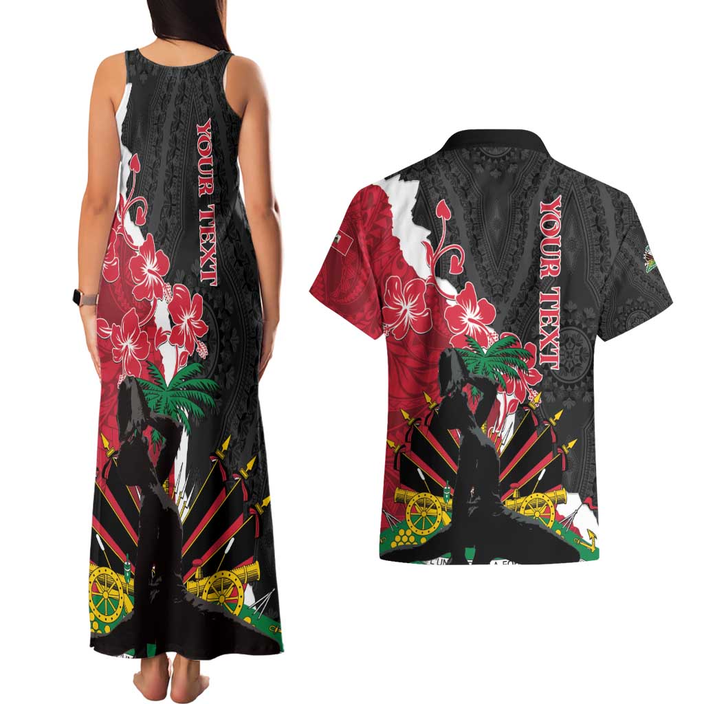 Personalised Ayiti Neg Marron Couples Matching Tank Maxi Dress and Hawaiian Shirt Dashiki Mix Polynesian Pattern