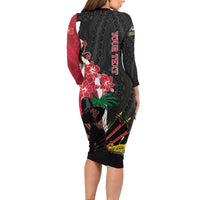 Personalised Ayiti Neg Marron Family Matching Long Sleeve Bodycon Dress and Hawaiian Shirt Dashiki Mix Polynesian Pattern LT01 - Polynesian Pride
