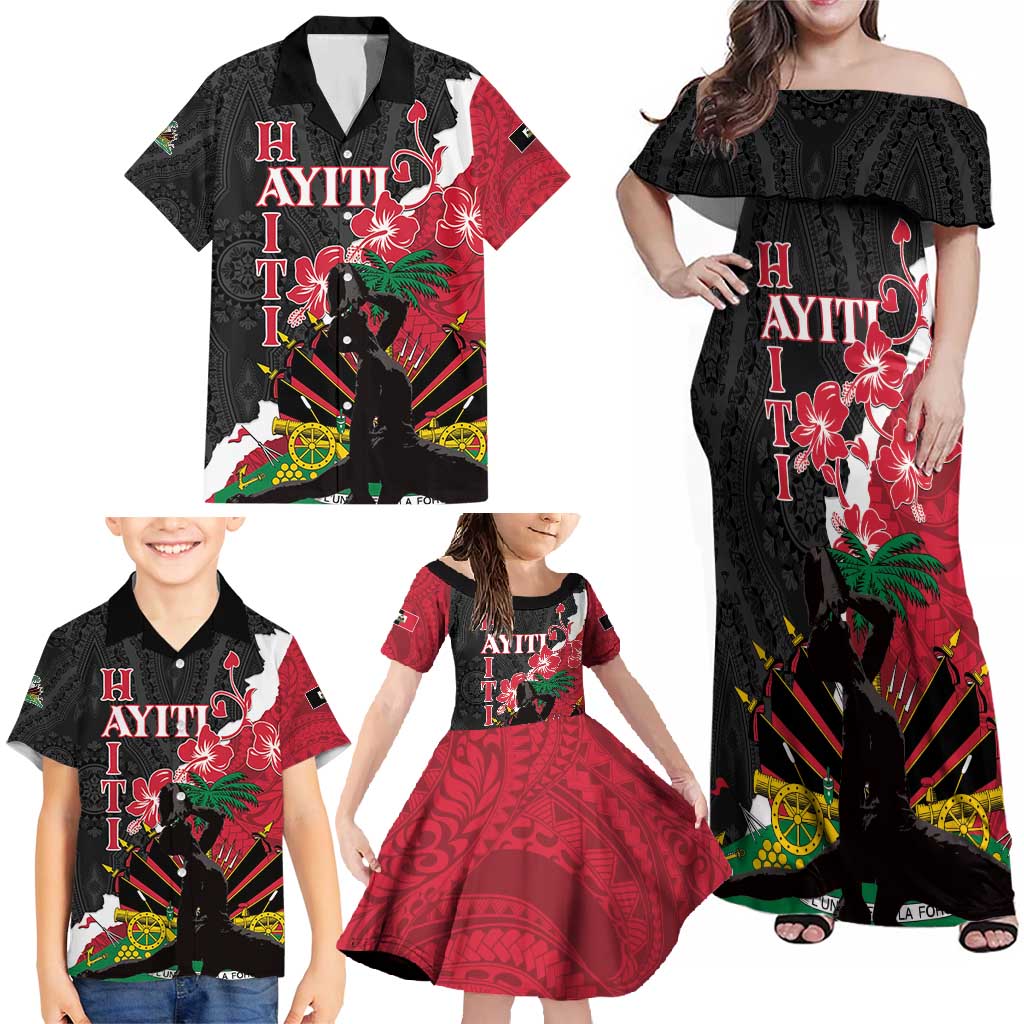 Personalised Ayiti Neg Marron Family Matching Off Shoulder Maxi Dress and Hawaiian Shirt Dashiki Mix Polynesian Pattern LT01 - Polynesian Pride