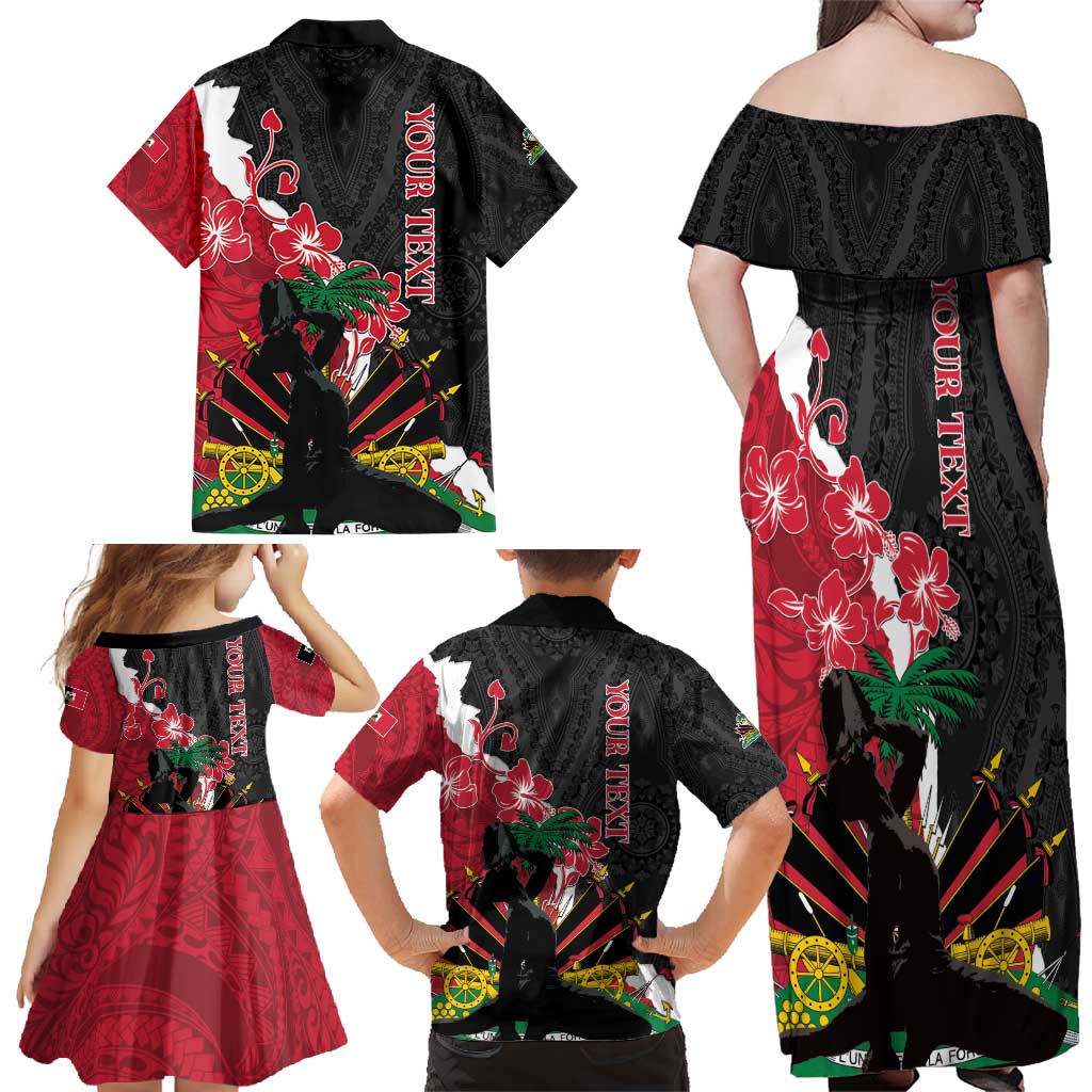 Personalised Ayiti Neg Marron Family Matching Off Shoulder Maxi Dress and Hawaiian Shirt Dashiki Mix Polynesian Pattern LT01 - Polynesian Pride