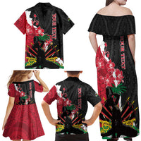 Personalised Ayiti Neg Marron Family Matching Off Shoulder Maxi Dress and Hawaiian Shirt Dashiki Mix Polynesian Pattern LT01 - Polynesian Pride