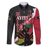 Personalised Ayiti Neg Marron Family Matching Off Shoulder Maxi Dress and Hawaiian Shirt Dashiki Mix Polynesian Pattern LT01 Dad's Shirt - Long Sleeve Black - Polynesian Pride