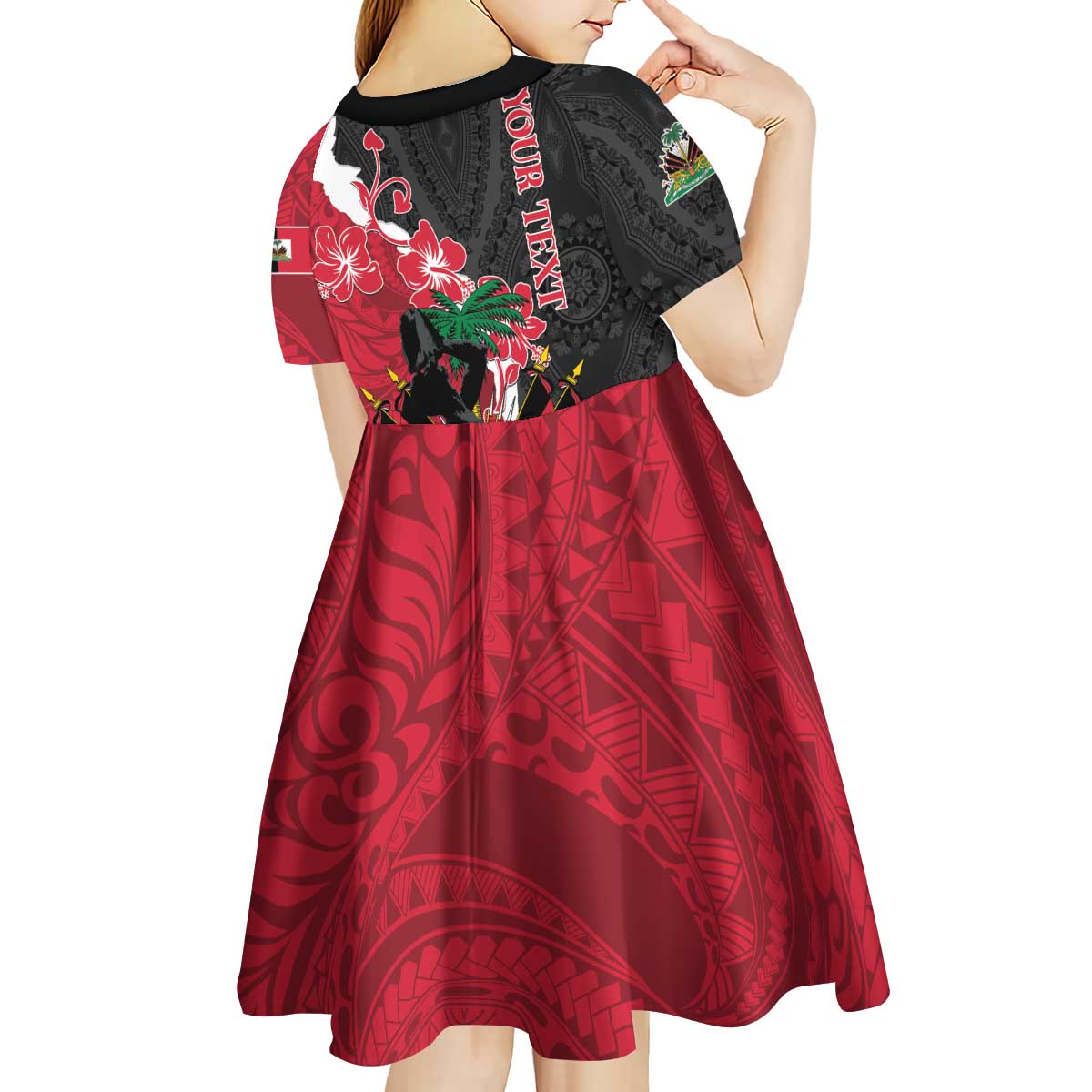 Personalised Ayiti Neg Marron Kid Short Sleeve Dress Dashiki Mix Polynesian Pattern LT01 - Polynesian Pride