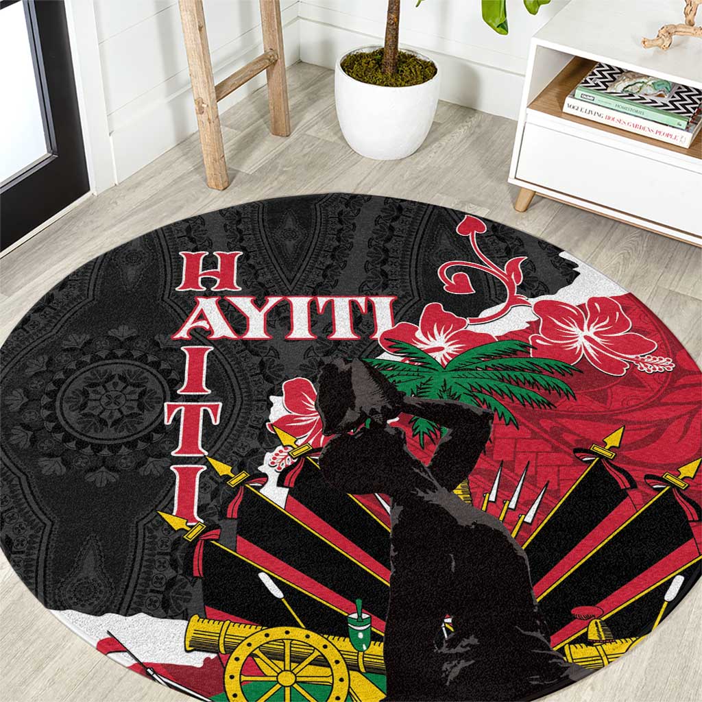 Ayiti Neg Marron Round Carpet Dashiki Mix Polynesian Pattern LT01 Black - Polynesian Pride