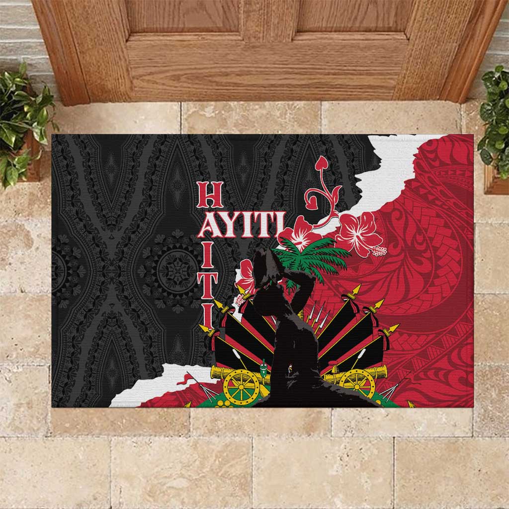 Ayiti Neg Marron Rubber Doormat Dashiki Mix Polynesian Pattern
