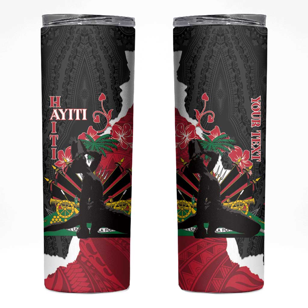 Personalised Ayiti Neg Marron Skinny Tumbler Dashiki Mix Polynesian Pattern LT01 Black - Polynesian Pride