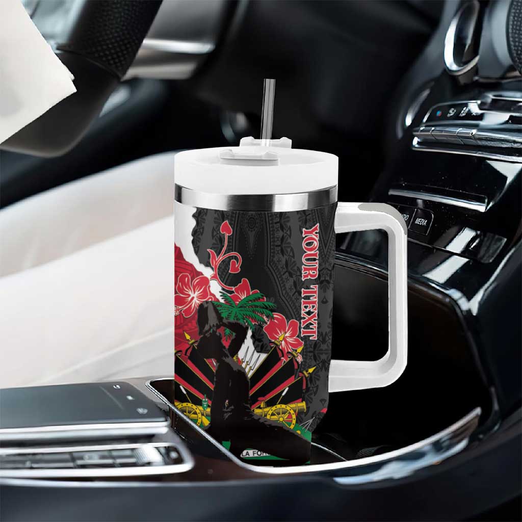 Personalised Ayiti Neg Marron Tumbler With Handle Dashiki Mix Polynesian Pattern