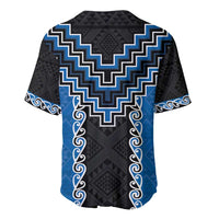 Blue Niho Taniwha Mix Poutama Baseball Jersey Unique Taniko Aotearoa LT01 - Polynesian Pride