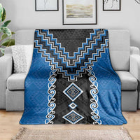 Blue Niho Taniwha Mix Poutama Blanket Unique Taniko Aotearoa