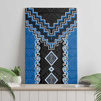 Blue Niho Taniwha Mix Poutama Canvas Wall Art Unique Taniko Aotearoa