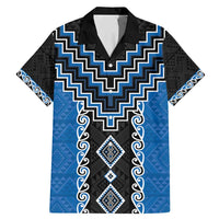 Blue Niho Taniwha Mix Poutama Family Matching Mermaid Dress and Hawaiian Shirt Unique Taniko Aotearoa