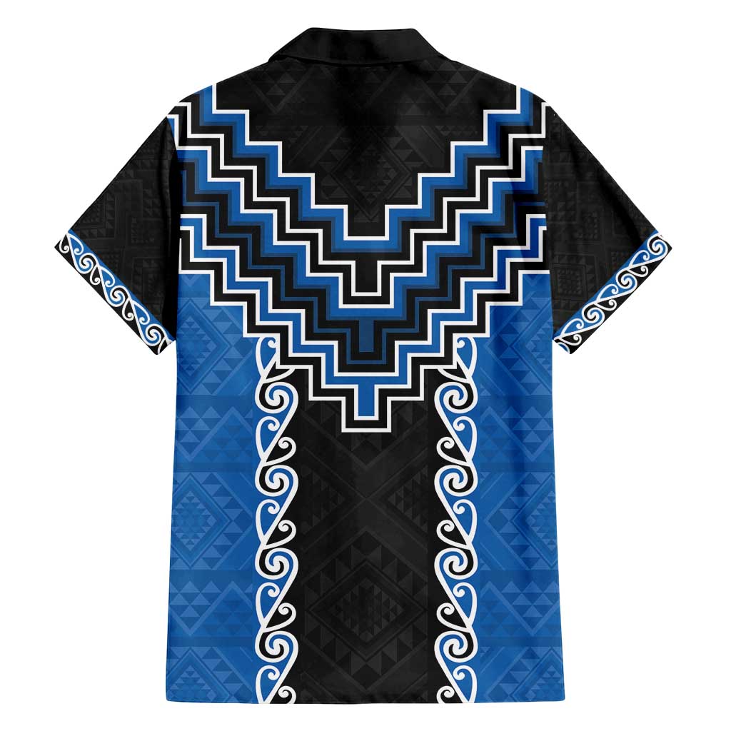 Blue Niho Taniwha Mix Poutama Family Matching Off Shoulder Maxi Dress and Hawaiian Shirt Unique Taniko Aotearoa LT01 - Polynesian Pride