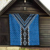 Blue Niho Taniwha Mix Poutama Quilt Unique Taniko Aotearoa LT01 - Polynesian Pride
