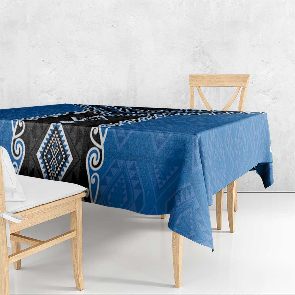 Blue Niho Taniwha Mix Poutama Tablecloth Unique Taniko Aotearoa LT01 - Polynesian Pride