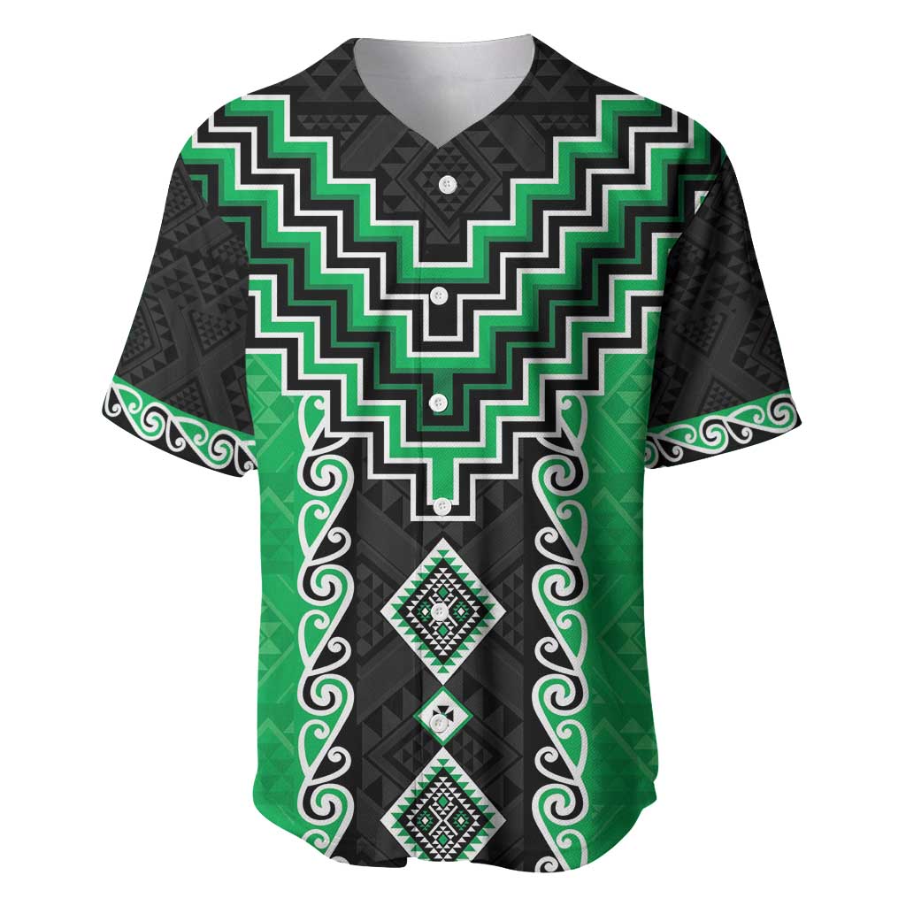 Green Niho Taniwha Mix Poutama Baseball Jersey Unique Taniko Aotearoa LT01 Green - Polynesian Pride