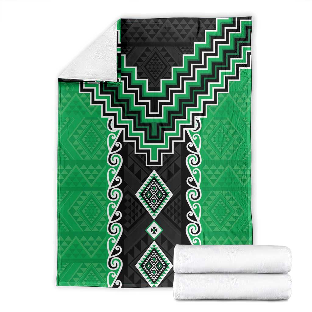 Green Niho Taniwha Mix Poutama Blanket Unique Taniko Aotearoa
