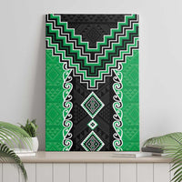 Green Niho Taniwha Mix Poutama Canvas Wall Art Unique Taniko Aotearoa