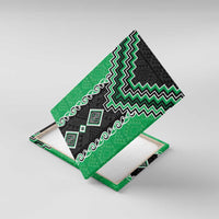 Green Niho Taniwha Mix Poutama Canvas Wall Art Unique Taniko Aotearoa
