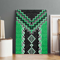 Green Niho Taniwha Mix Poutama Canvas Wall Art Unique Taniko Aotearoa