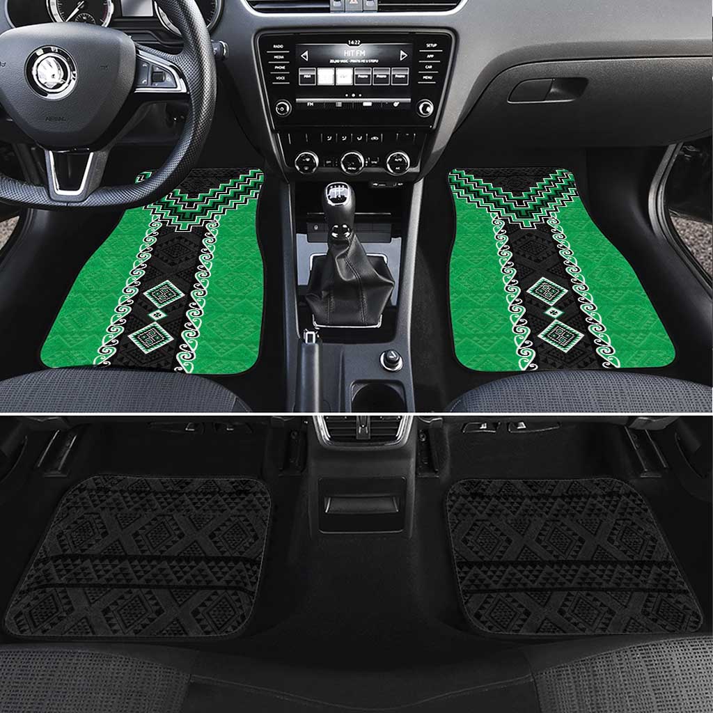 Green Niho Taniwha Mix Poutama Car Mats Unique Taniko Aotearoa