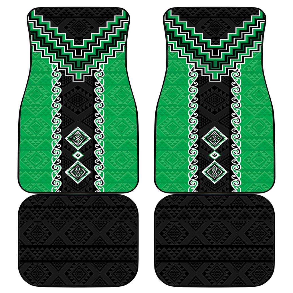Green Niho Taniwha Mix Poutama Car Mats Unique Taniko Aotearoa