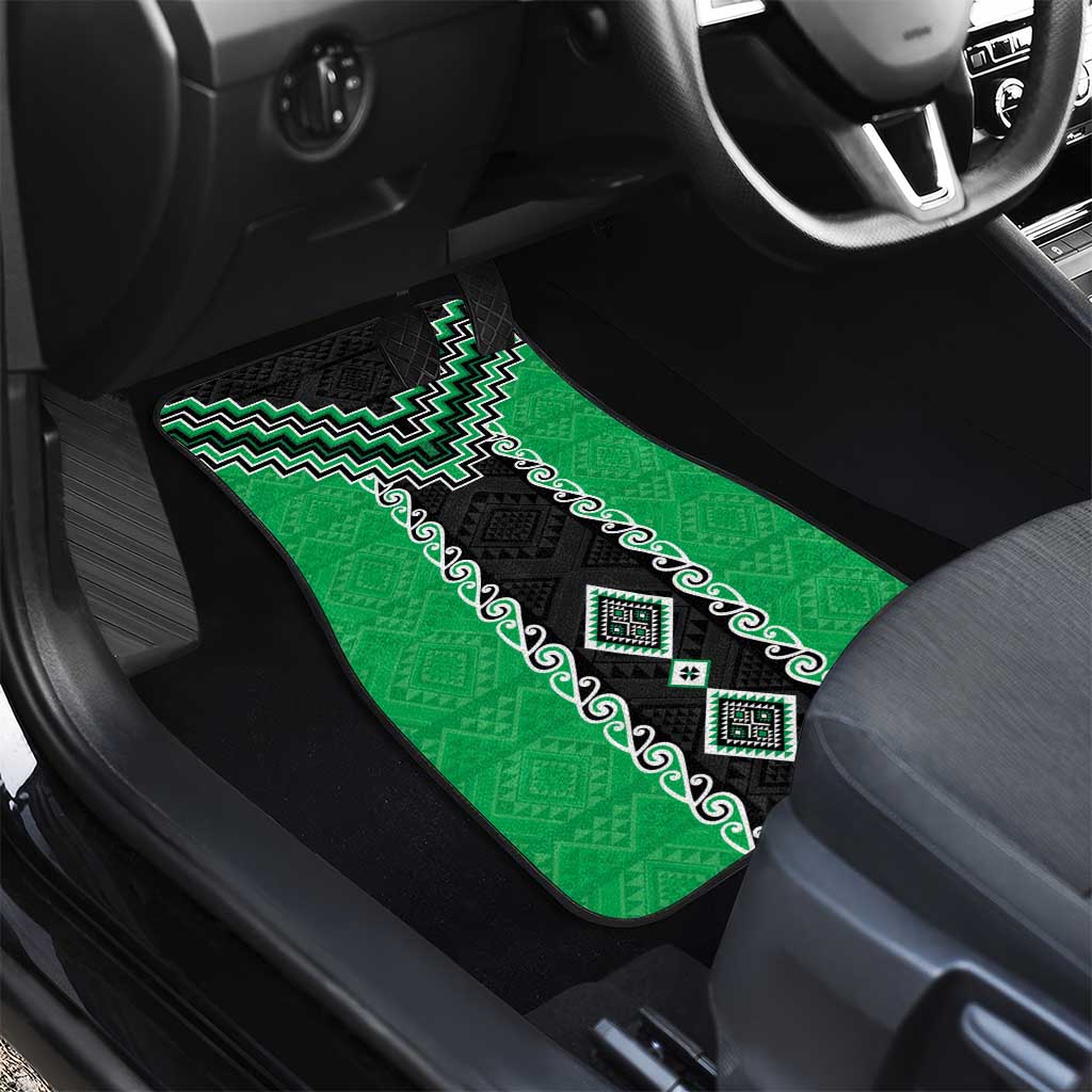 Green Niho Taniwha Mix Poutama Car Mats Unique Taniko Aotearoa