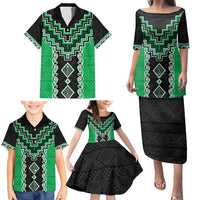 Green Niho Taniwha Mix Poutama Family Matching Puletasi and Hawaiian Shirt Unique Taniko Aotearoa LT01 - Polynesian Pride