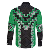 Green Niho Taniwha Mix Poutama Family Matching Short Sleeve Bodycon Dress and Hawaiian Shirt Unique Taniko Aotearoa LT01 - Polynesian Pride
