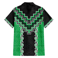 Green Niho Taniwha Mix Poutama Family Matching Summer Maxi Dress and Hawaiian Shirt Unique Taniko Aotearoa