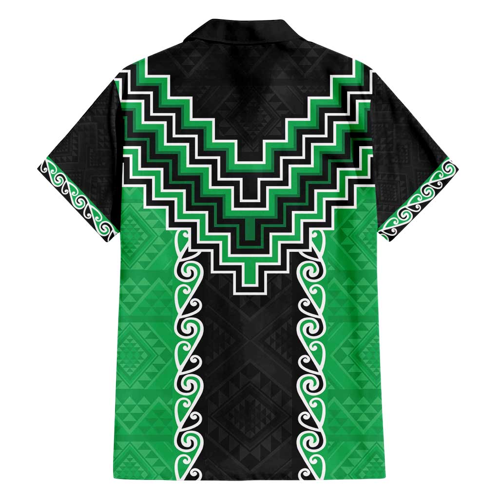 Green Niho Taniwha Mix Poutama Family Matching Tank Maxi Dress and Hawaiian Shirt Unique Taniko Aotearoa