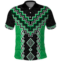 Green Niho Taniwha Mix Poutama Polo Shirt Unique Taniko Aotearoa