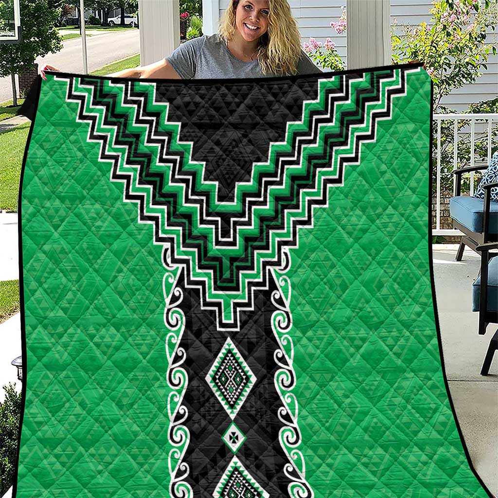 Green Niho Taniwha Mix Poutama Quilt Unique Taniko Aotearoa LT01 Green - Polynesian Pride